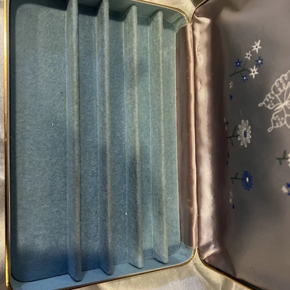 Farrington Vintage Clamshell Jewelry Case 60s‎ Travel USA Classic Blue 8.5